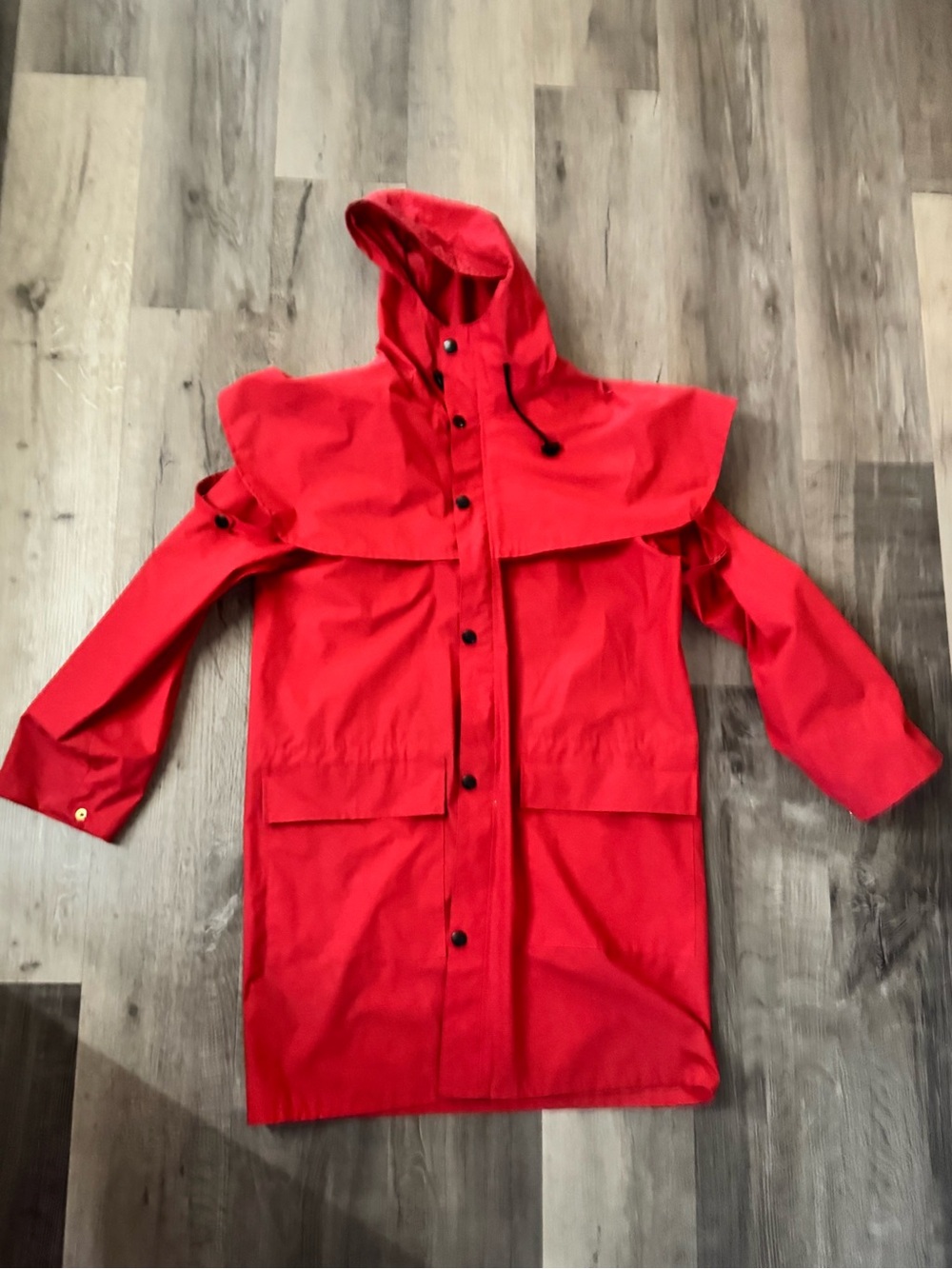 Vintage WK BACKHOUSE Bright Red Hooded Raincoat